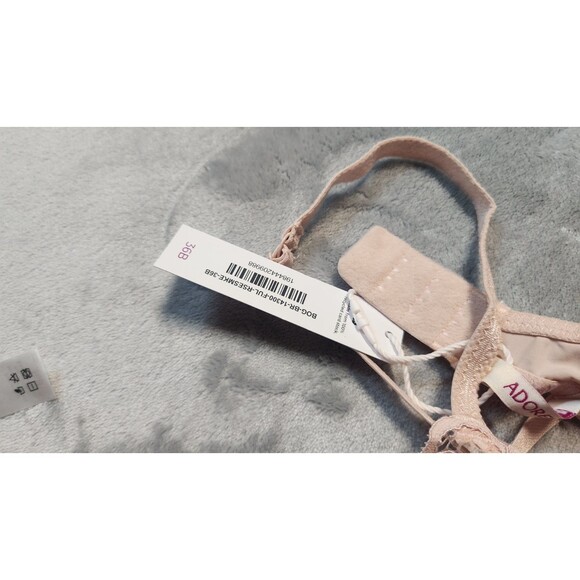 Adore Me 36B Bra Pink Lace Mesh Underwire Unlined Unpadded Stretch Back Closure - Picture 3 of 5